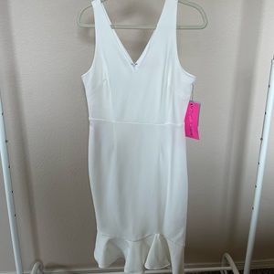 Betsey Johnson Ivory Ruffled Hem Dress